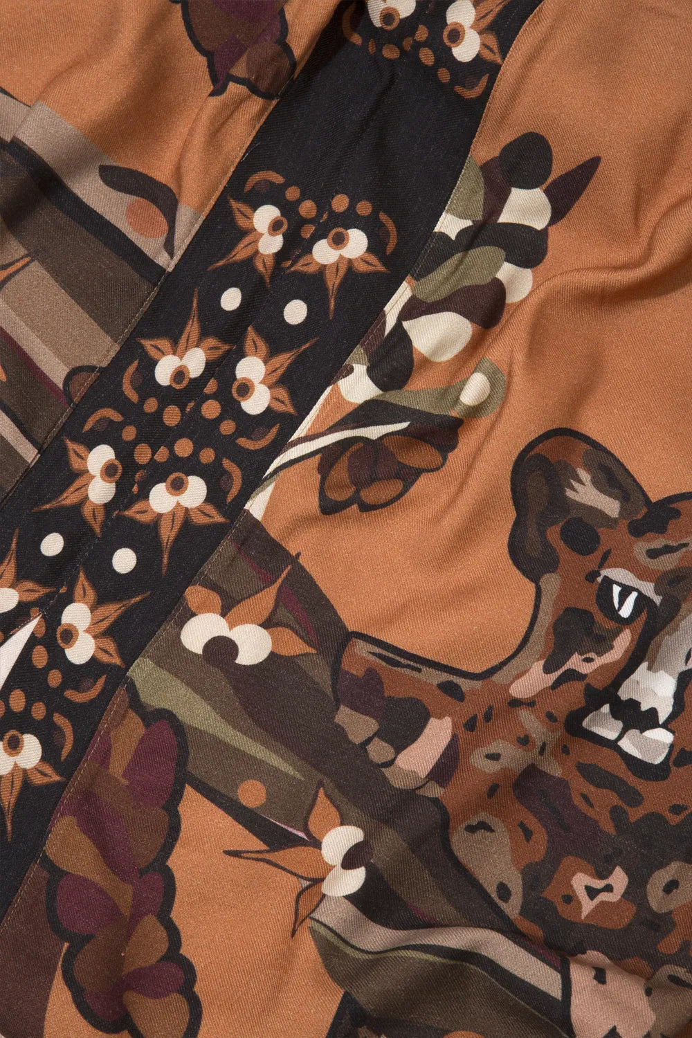 Kahve Kaplan Desenli Yırtmaç Detaylı Uzun Etek - 5