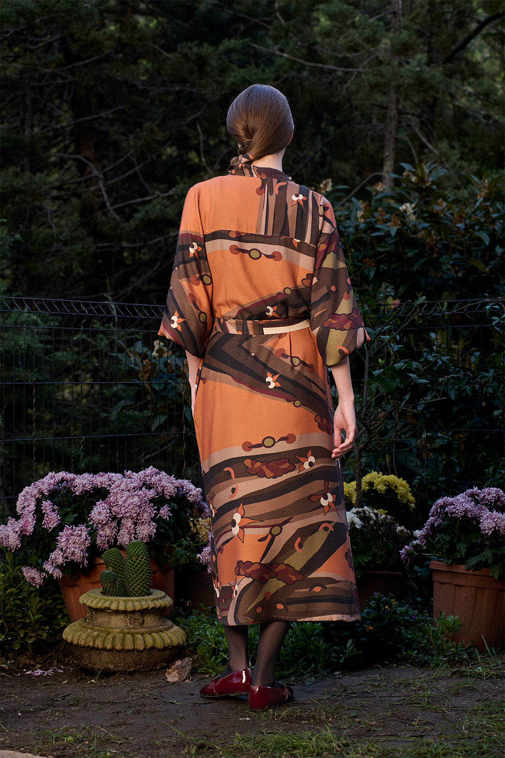 Kahve Kaplan Desenli Uzun Elbise - 2