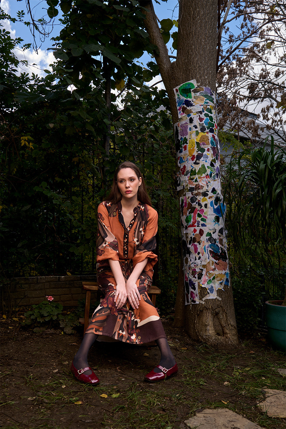 Kahve Kaplan Desenli Uzun Elbise - 3