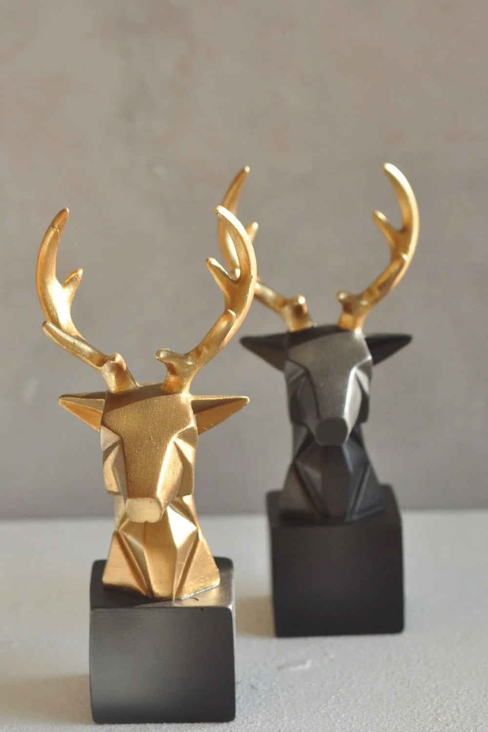 Kübik Geyik Büst Obje Altın - 2