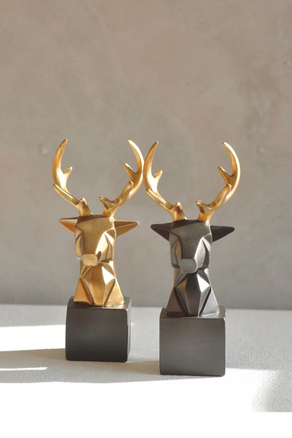 Kübik Geyik Büst Obje Altın - 3