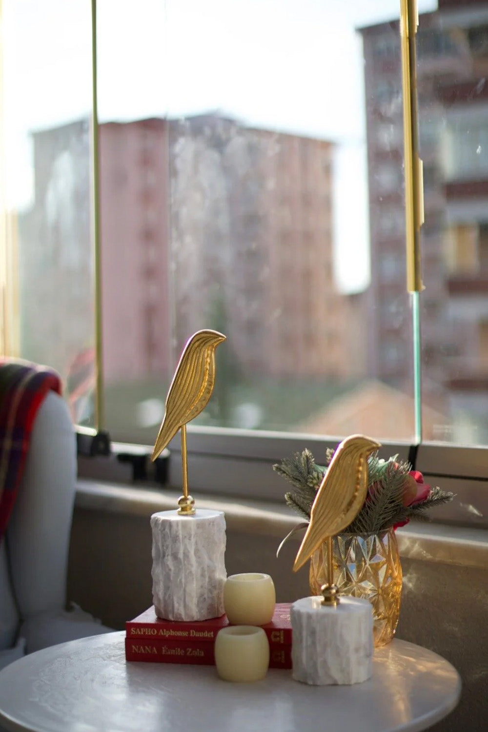 Mermer Kaideli İkili Kuş Biblo - 4