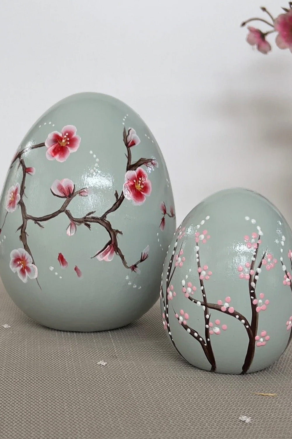 Seramik Paskalya Yumurta Seti Sakura Desenli - 3