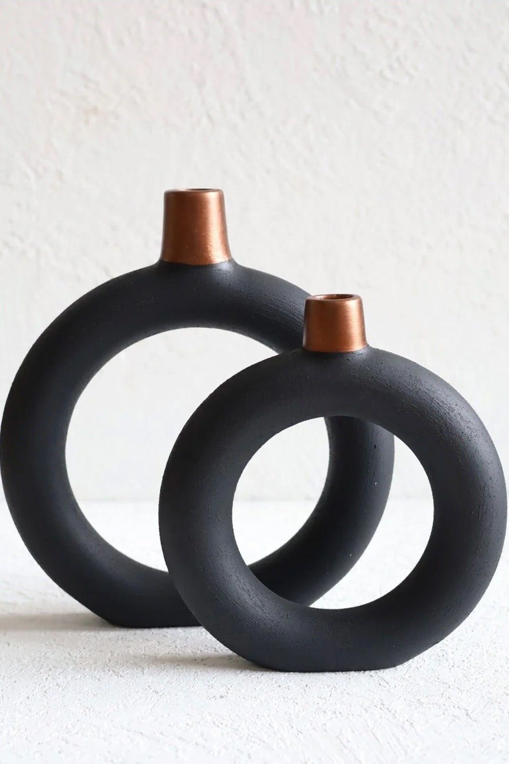 İkili Siyah Ring Vazo - 1