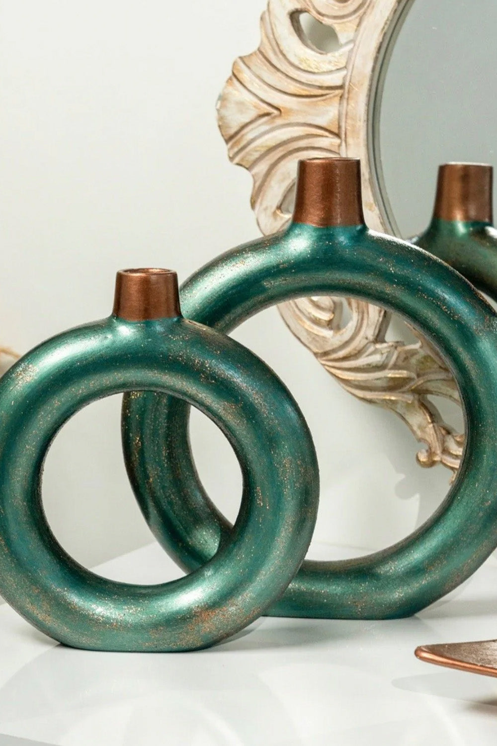 İkili Yeşil Ring Vazo - 0