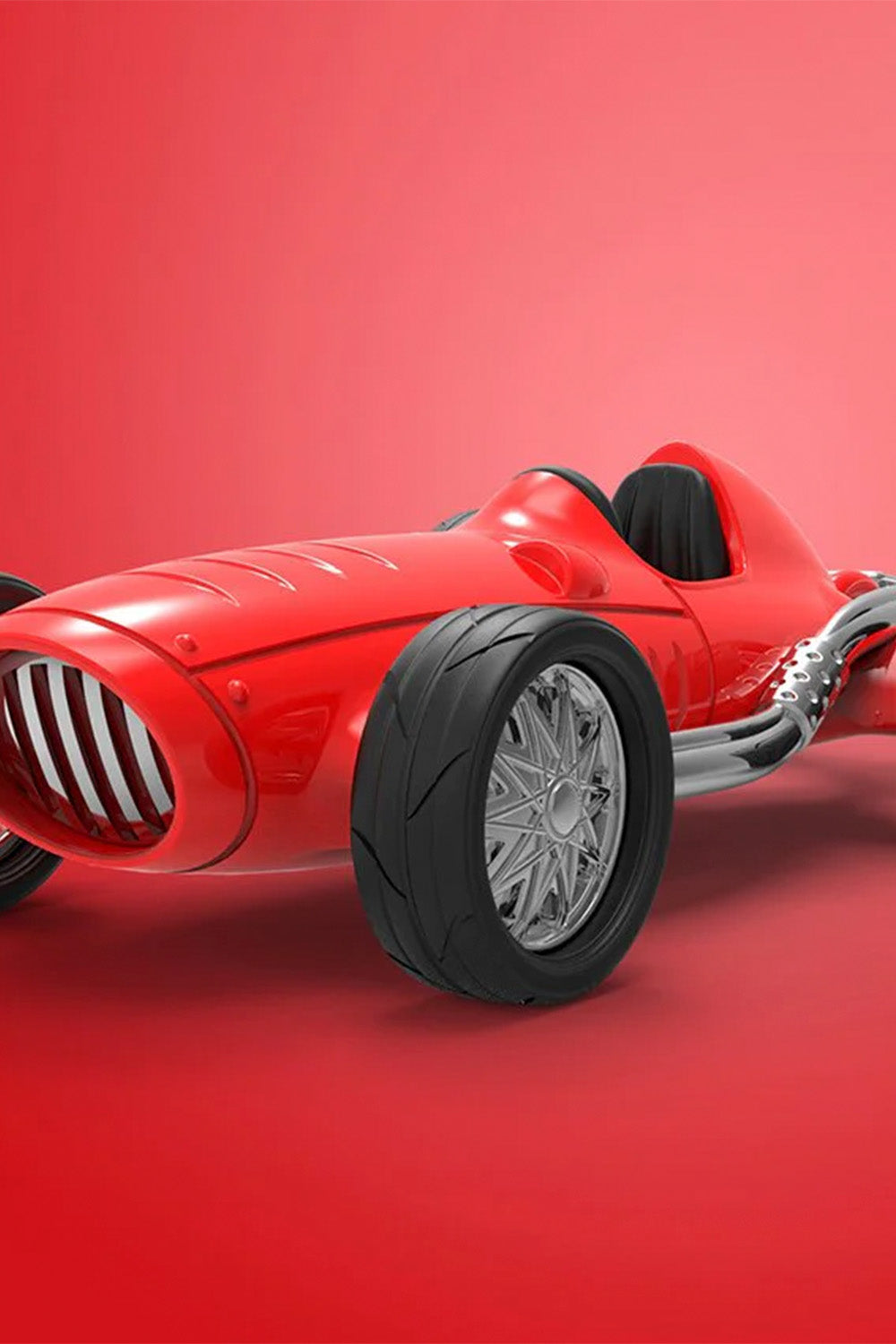 Kırmızı Vintage Yarış Arabası Anahtarlık - 2