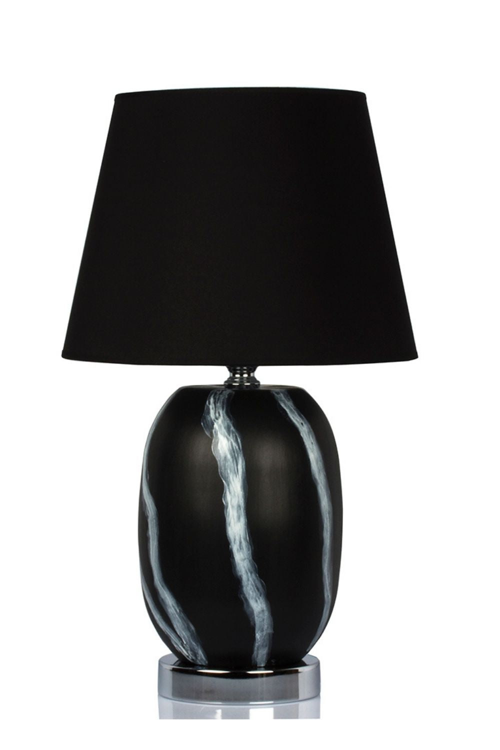 Siyah Beyaz Desenli Siyah Abajur – Siyah Başlık - 0