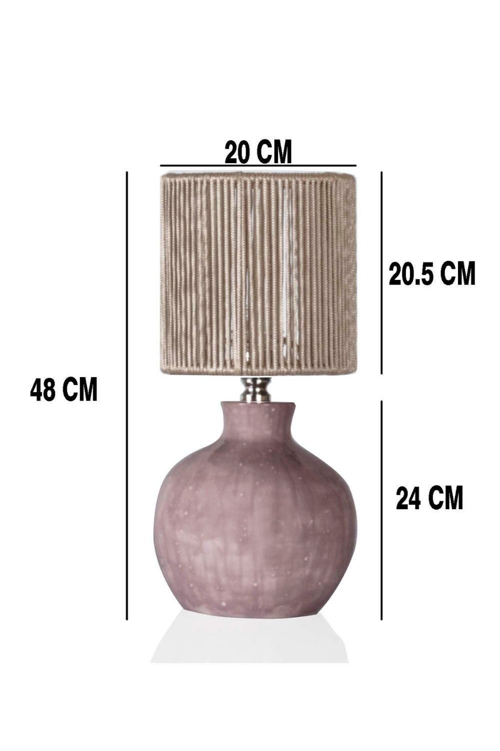 Candy Pembe Renk Seramik Abajur Kordon Başlıklı - 1