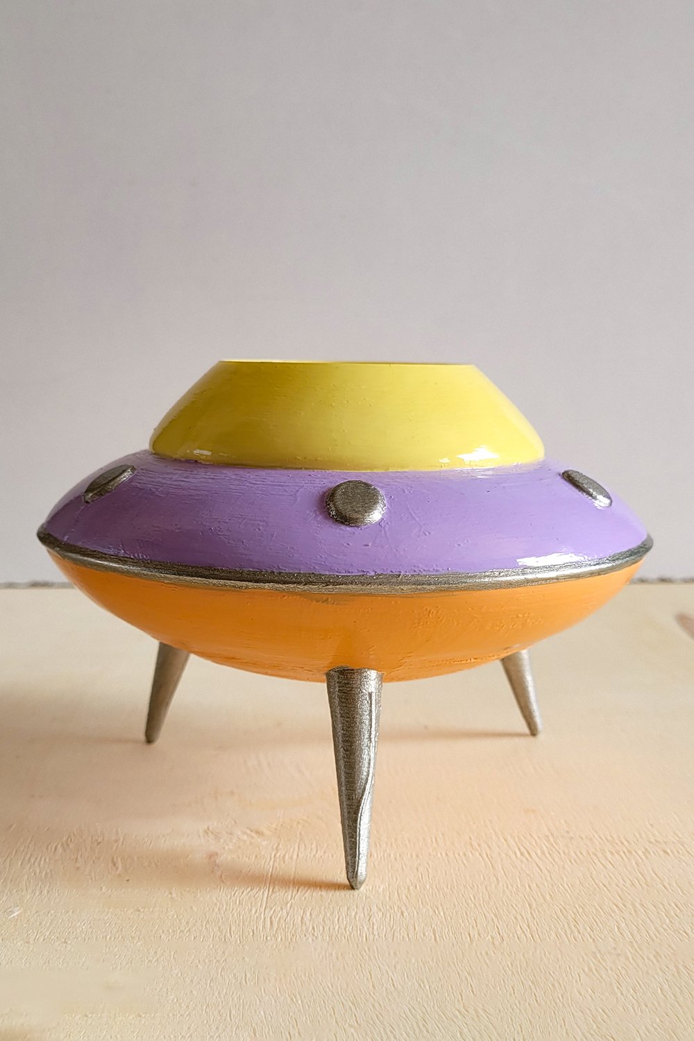 Retro Mini Ufo Saksı | Pastel Mor - 3