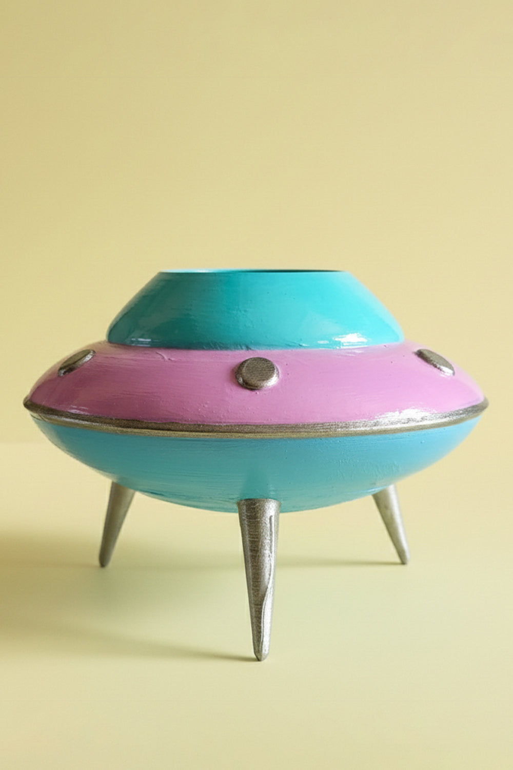 Retro Mini Ufo Saksı | Pastel Pembe - 0