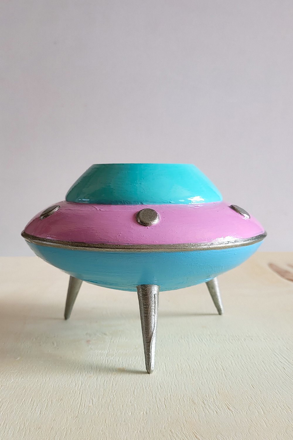 Retro Mini Ufo Saksı | Pastel Pembe - 3