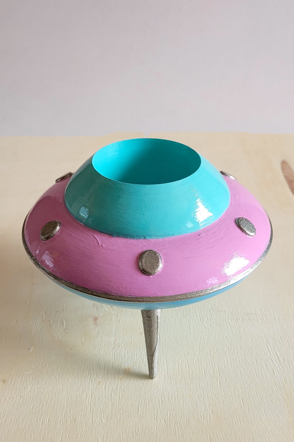 Retro Mini Ufo Saksı | Pastel Pembe - 4