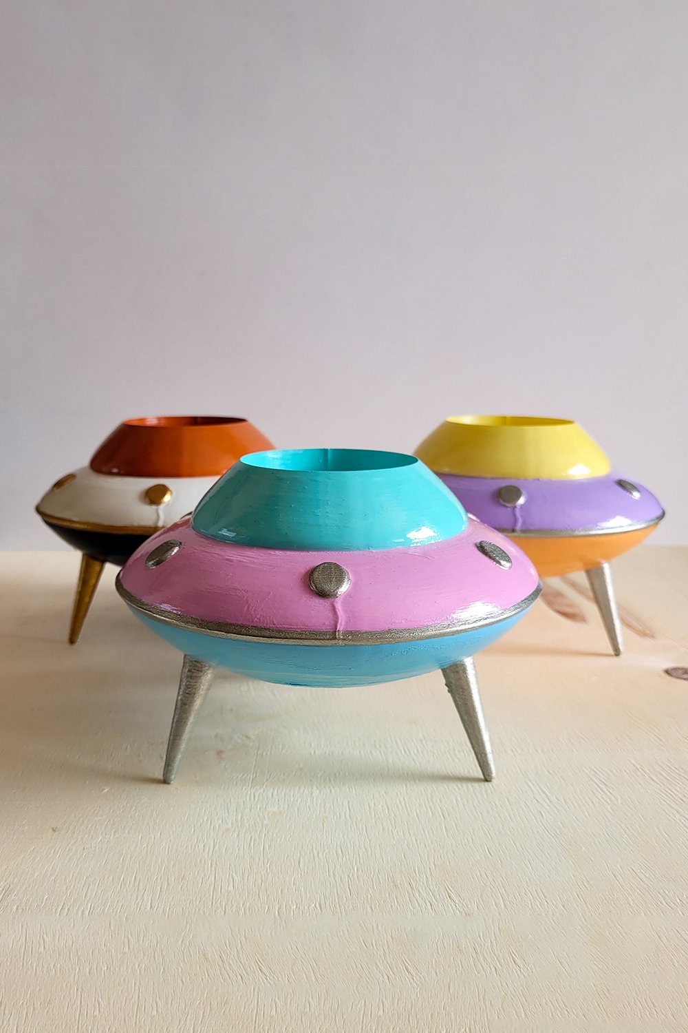 Retro Mini Ufo Saksı | Pastel Pembe - 7