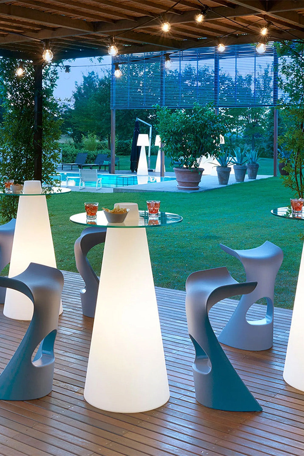 Peak Işıklı Beyaz Bistro Masa H:120cm - 1