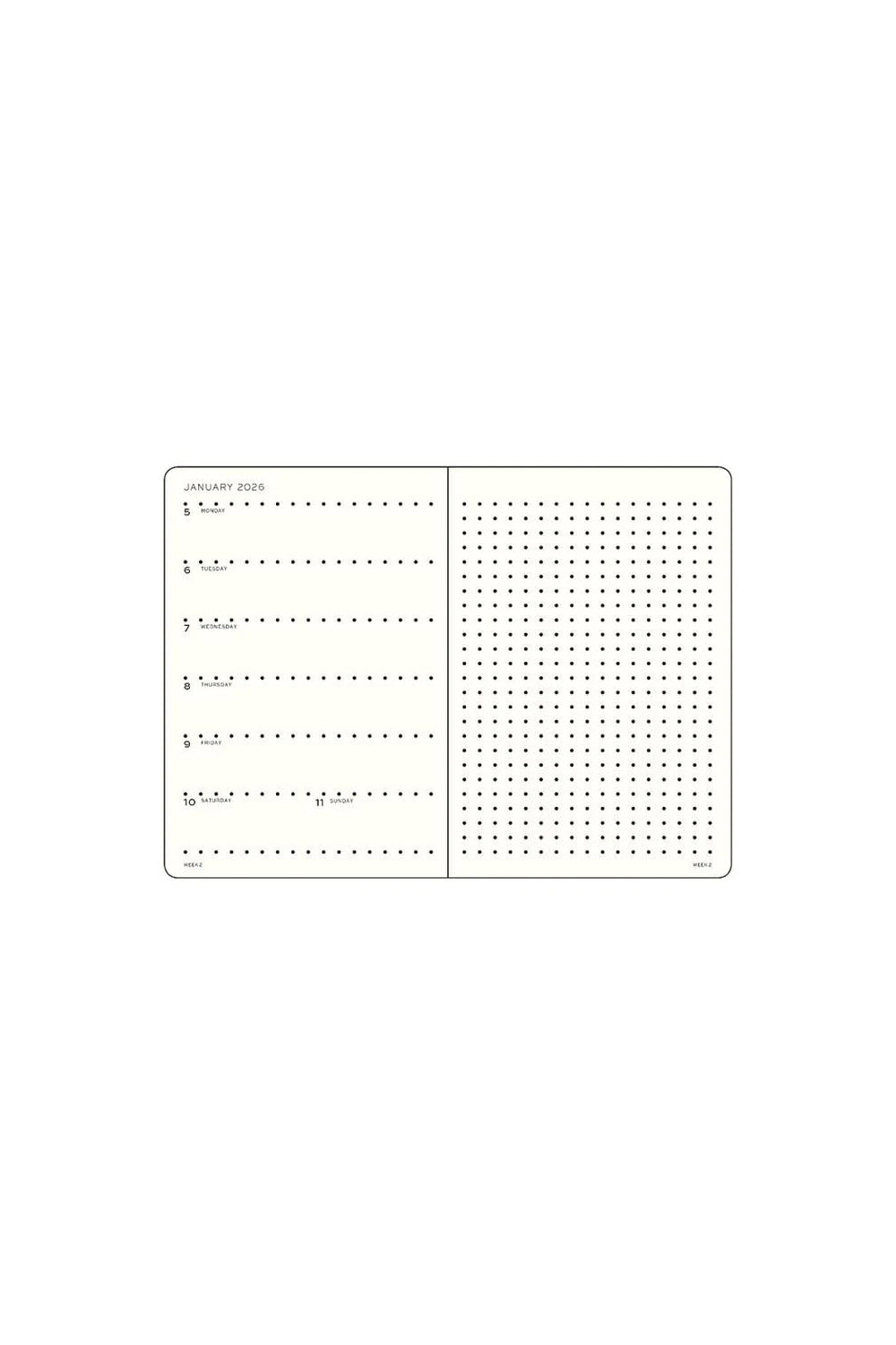 Leuchtturm1917 Orta Boy (A5) 12 Aylık Ajanda Ve Not Defteri (Noktalı) 2026 Sert Kapak, İNgilizce, Siyah 372700 - 1