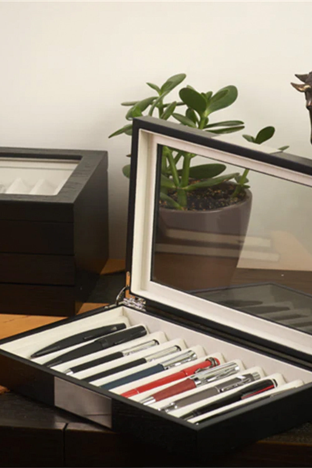 Ahşap Cam Kapaklı 10'lu Kalem Kutusu Venge - 1