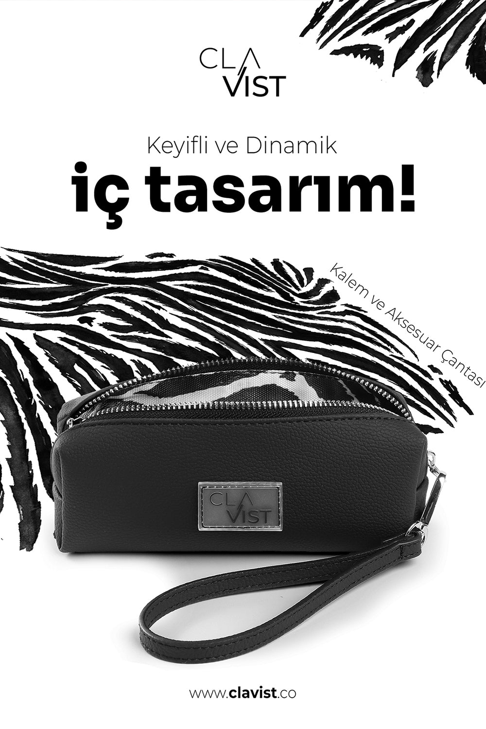 Minimalist Kalem Ve Aksesuar Çantası Siyah - 1