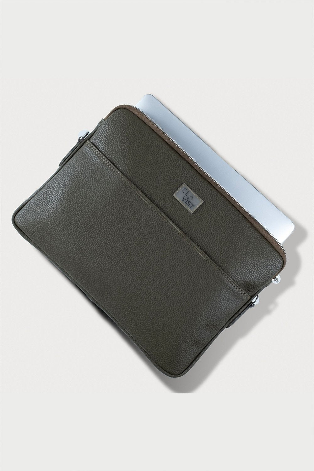 Vegan Deri Portföy Çanta Haki - 1