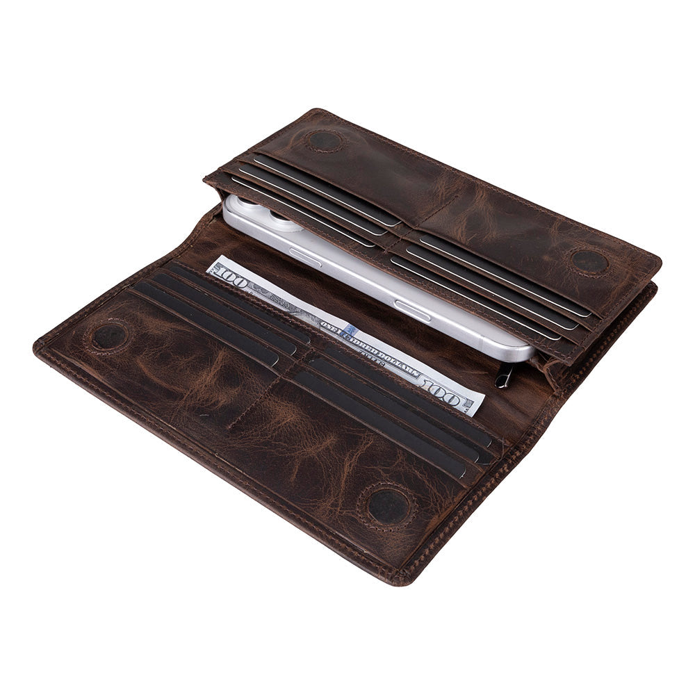 Celestina Umber Brown Hakiki Deri Telefon Bölmeli Cüzdan - 2