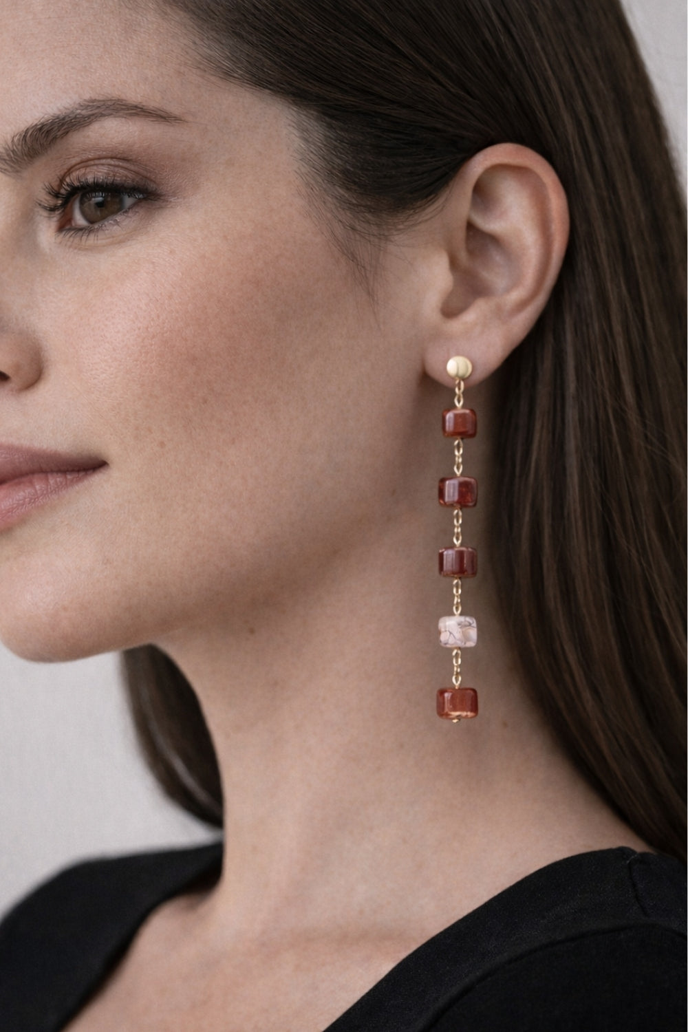 Maxi Paxi Akik Sallantı Gümüş Küpe - 1