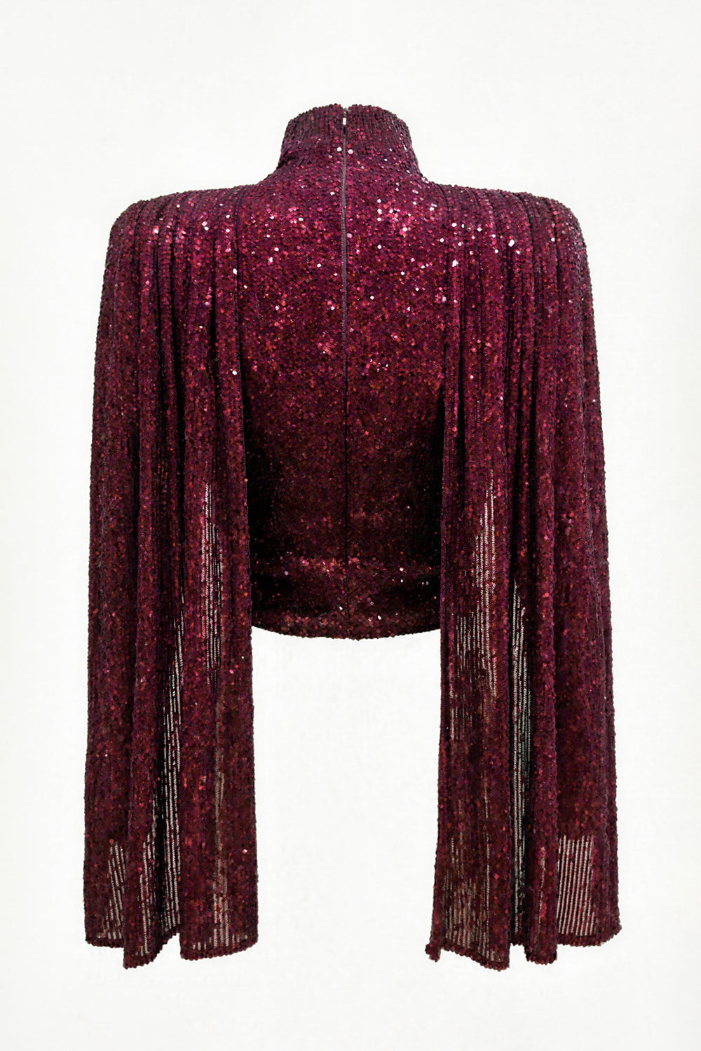 Bordo Payetli Şal Detaylı Bluz - 5