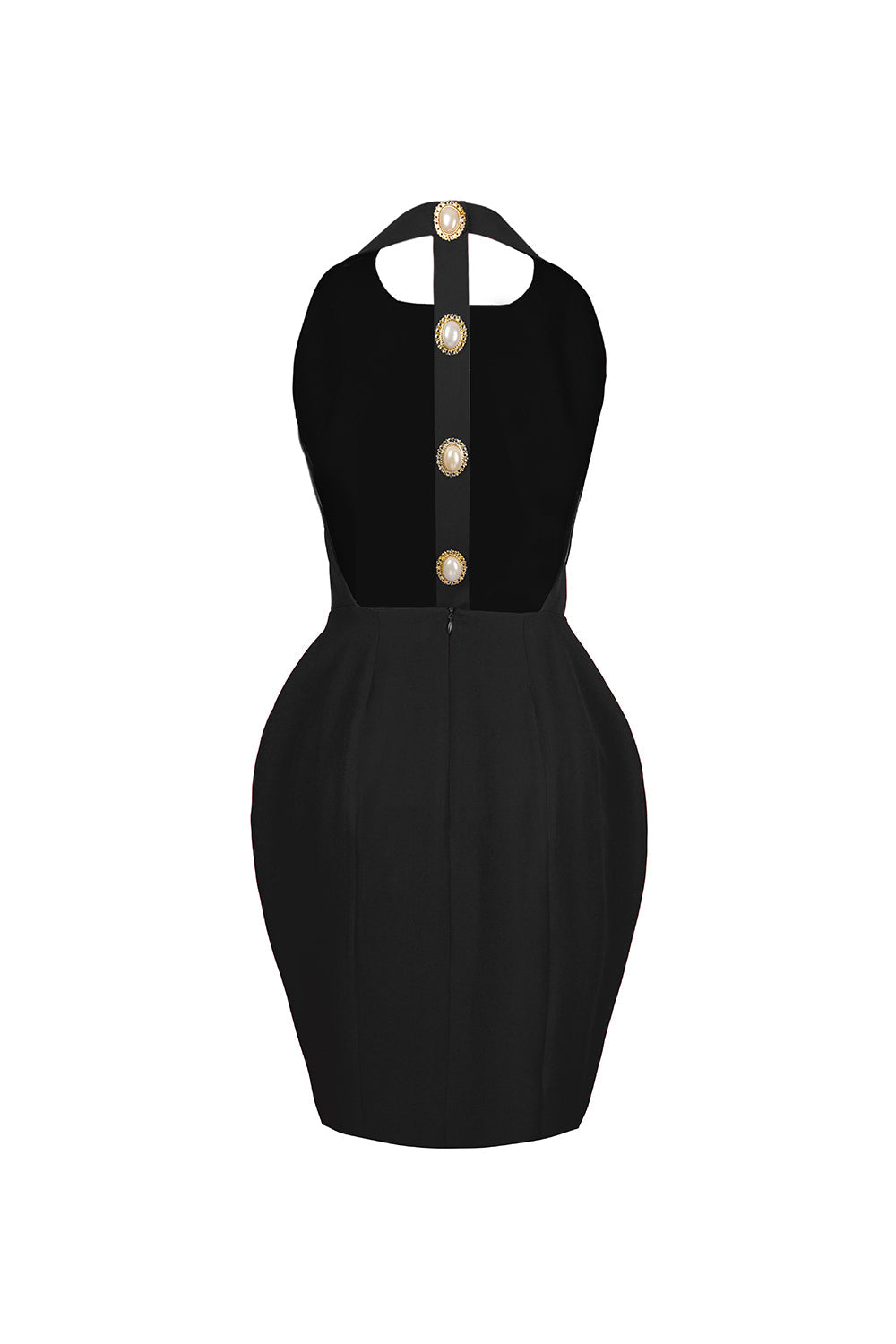 İnci Dress Sırt Dekolteli Siyah Mini Elbise - 3