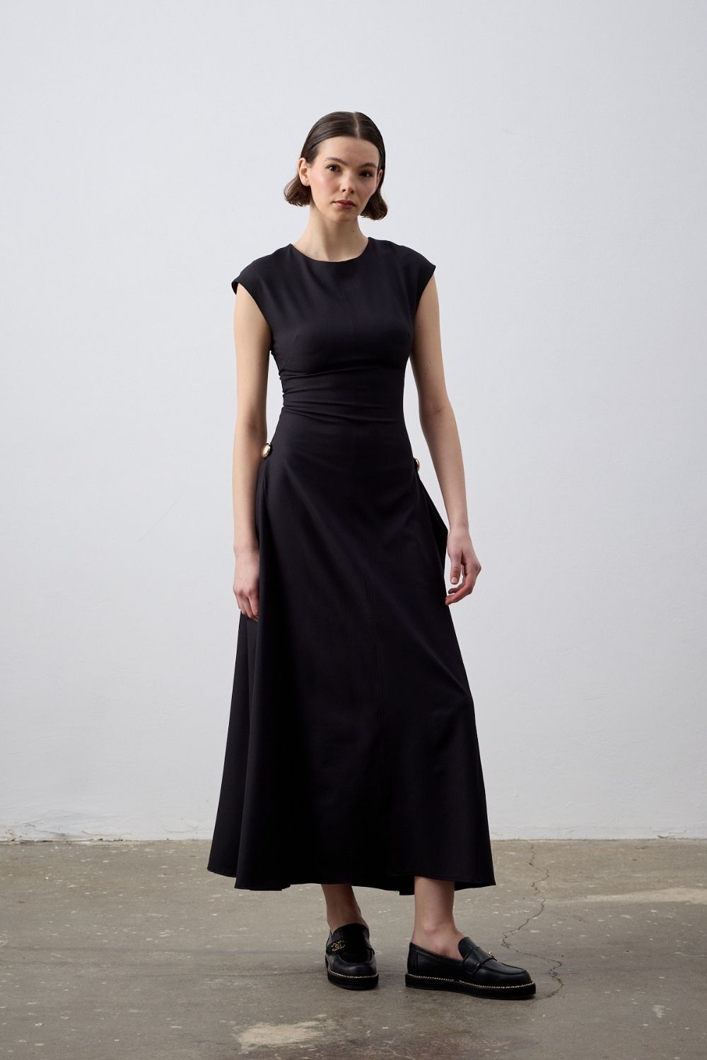 Jessie Tokalı Maxi Siyah Elbise - 1