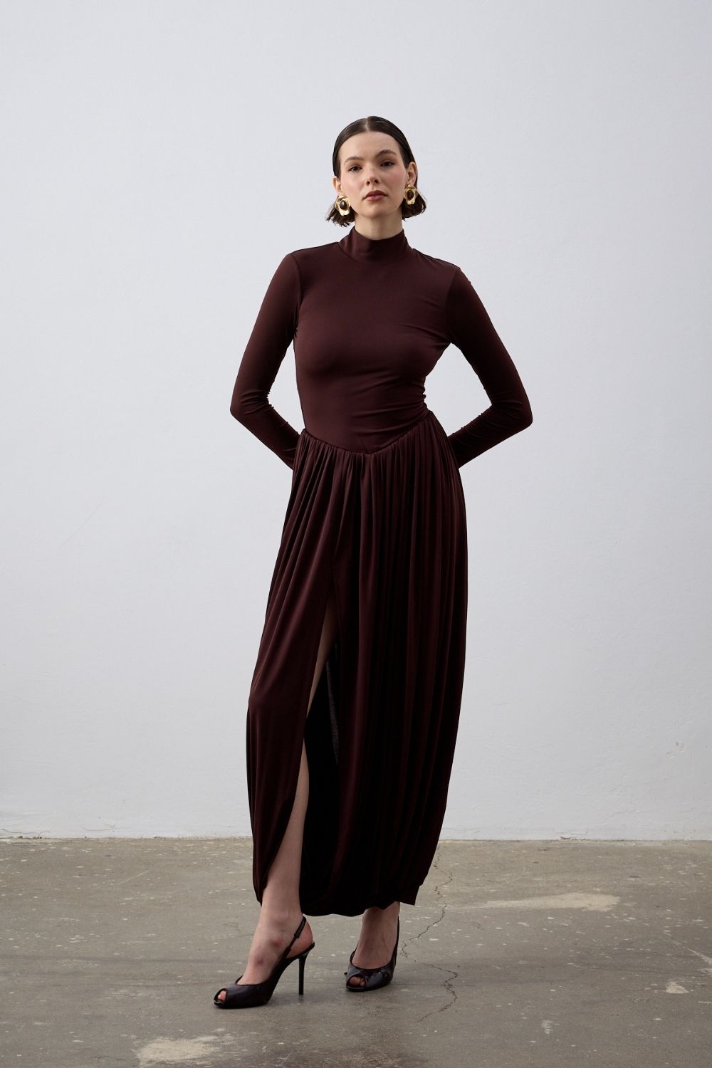 Serena Şalvar Elbise Kahverengi - 1