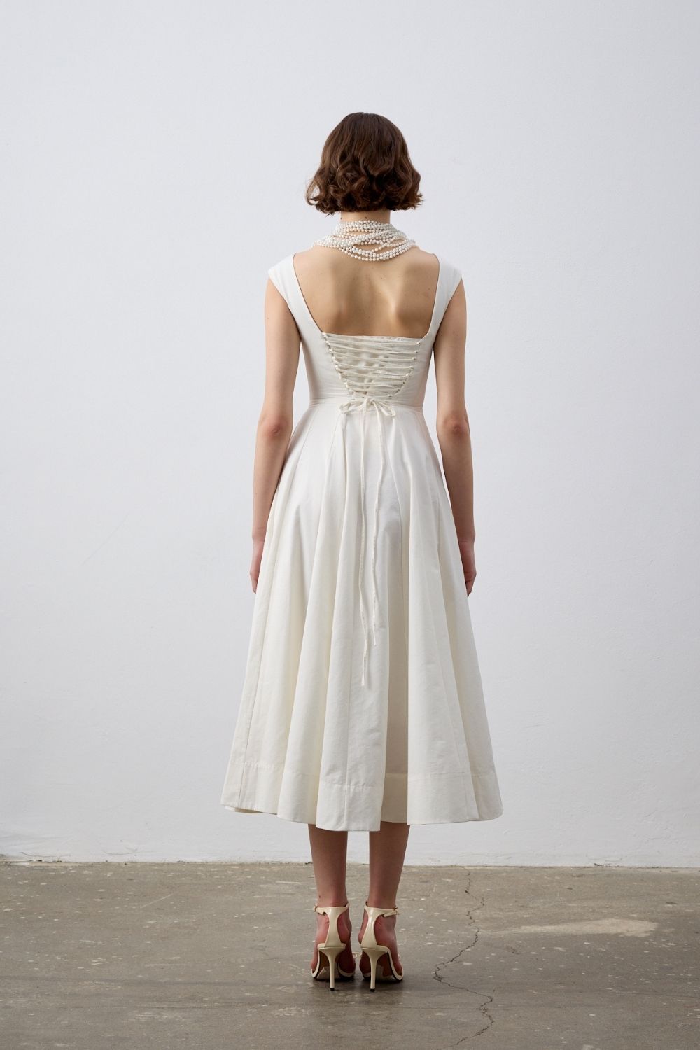 Luna Ekru Midi Elbise - 4