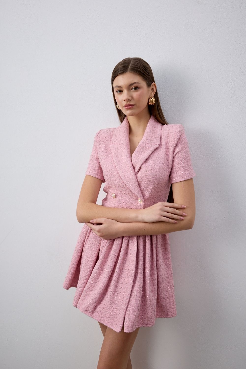 Sadia Ceket Mini Elbise Pembe - 2