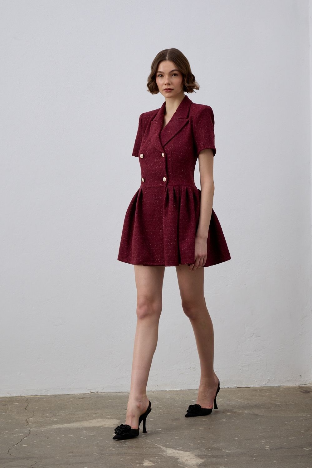 Sadia Ceket Mini Elbise Bordo - 1