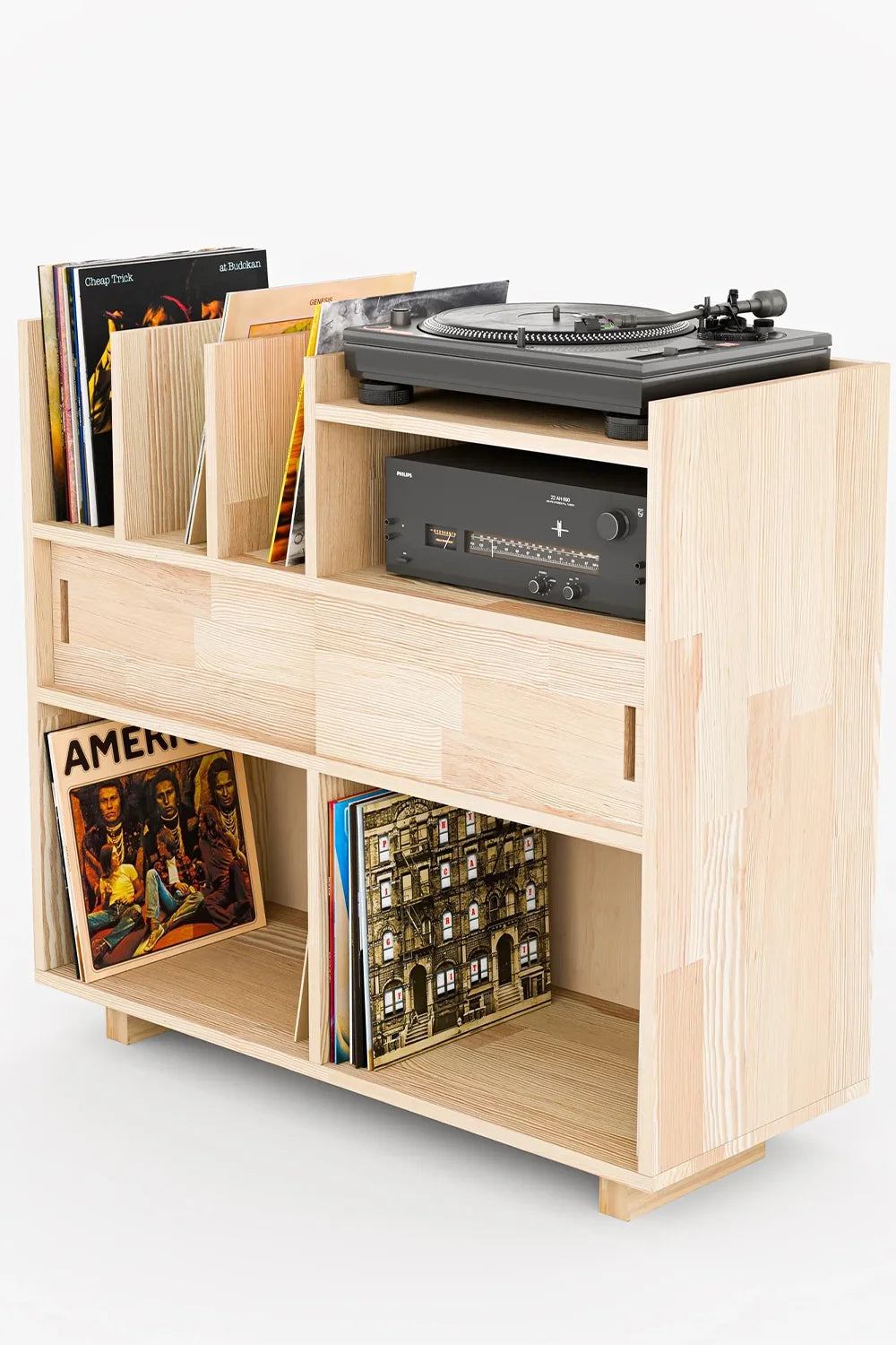 Masif Ahşap Plak Çalar Standı - 3