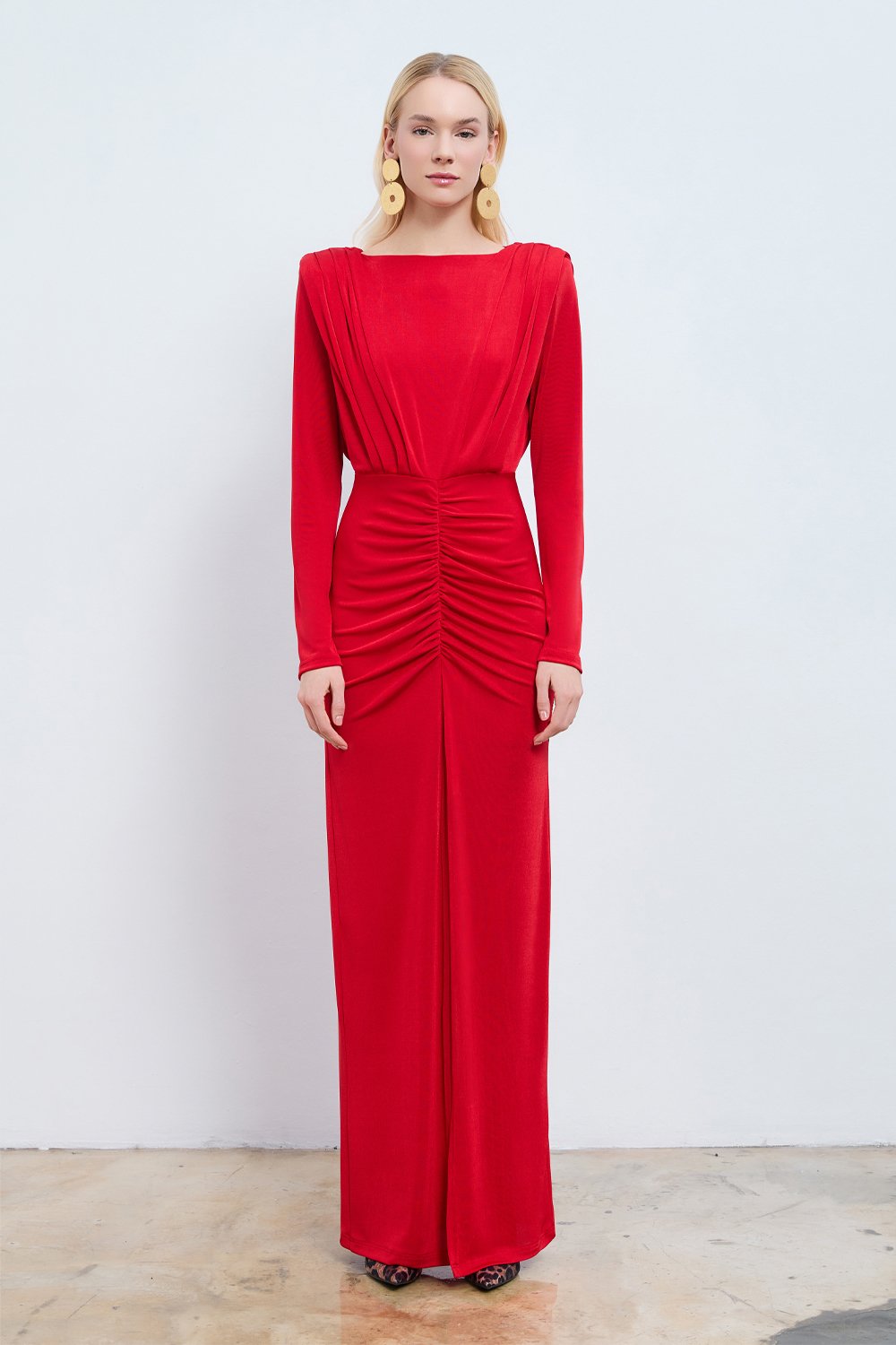 Soley Büzgülü Maksi Elbise - 2