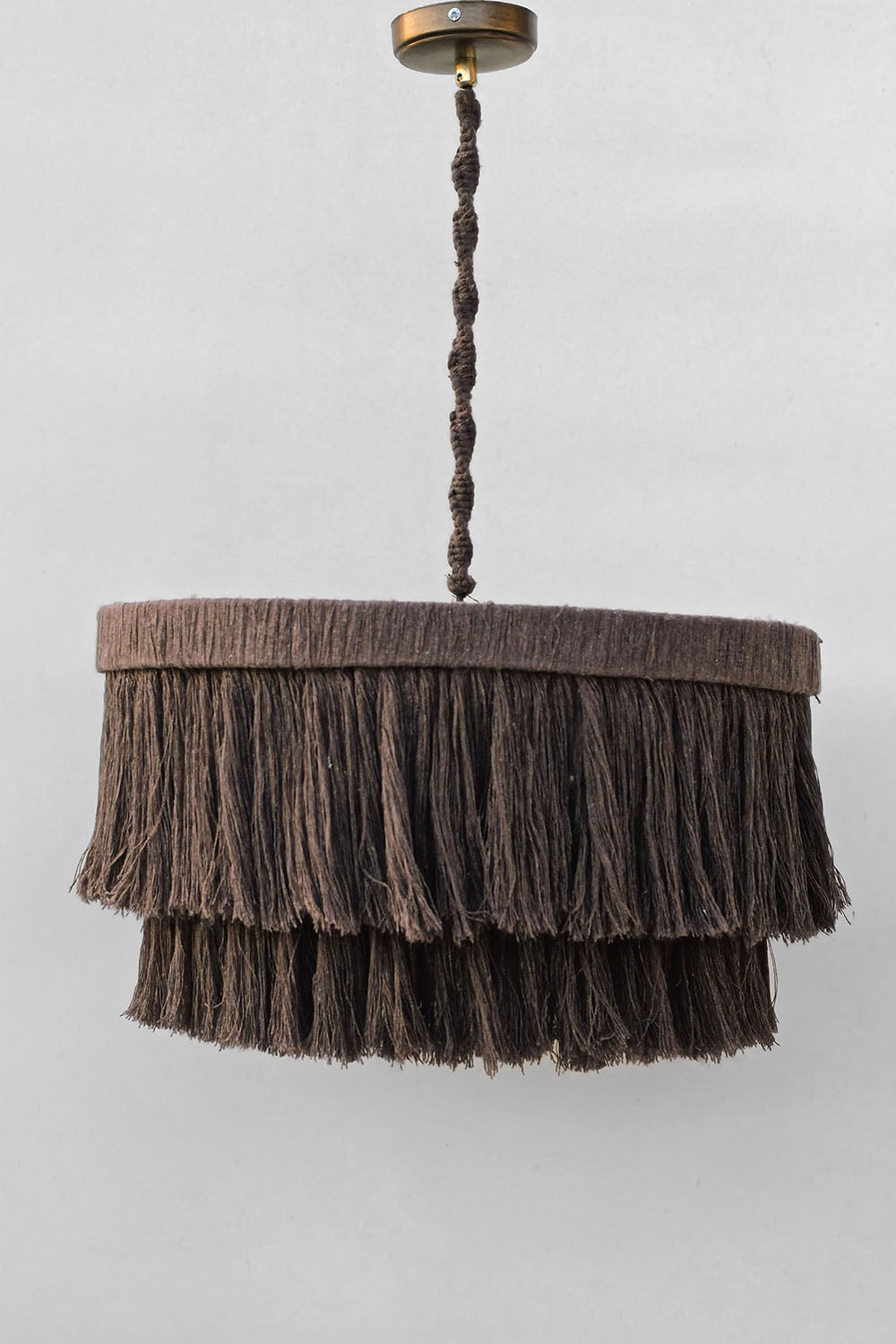 Makrome İpli İki Katlı Avize Kahverengi - 1