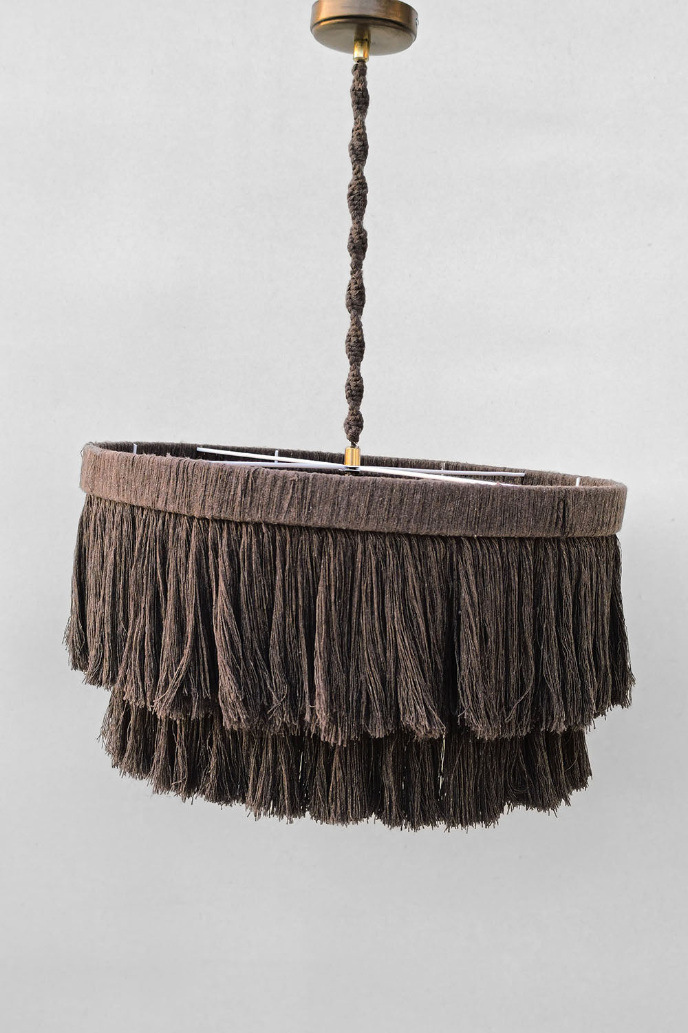 Makrome İpli İki Katlı Avize Kahverengi - 5