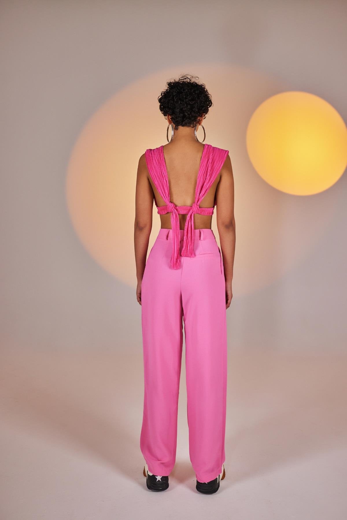 Palazzo Kesim Yüksek Bel Palasia Pantolon Pembe - 2