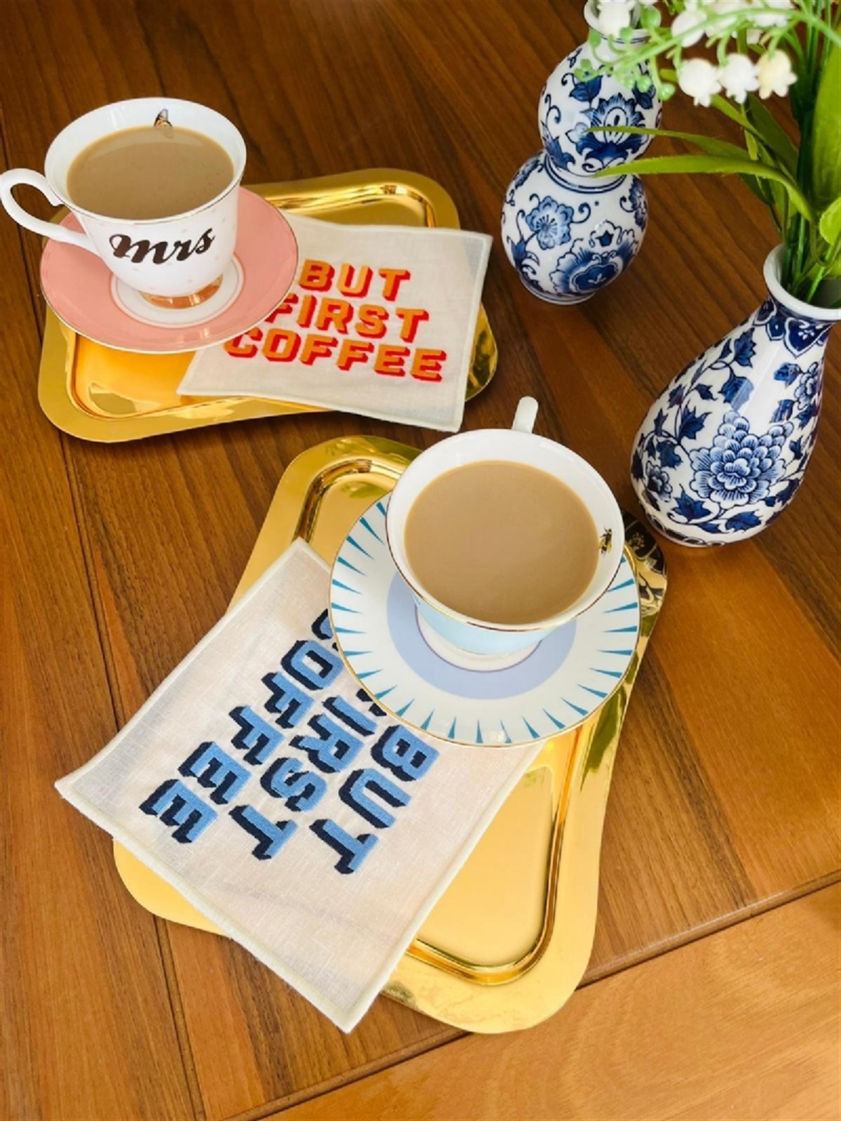 But First Coffee Desenli Kokteyl Peçete - 1 Adet Turuncu - 5