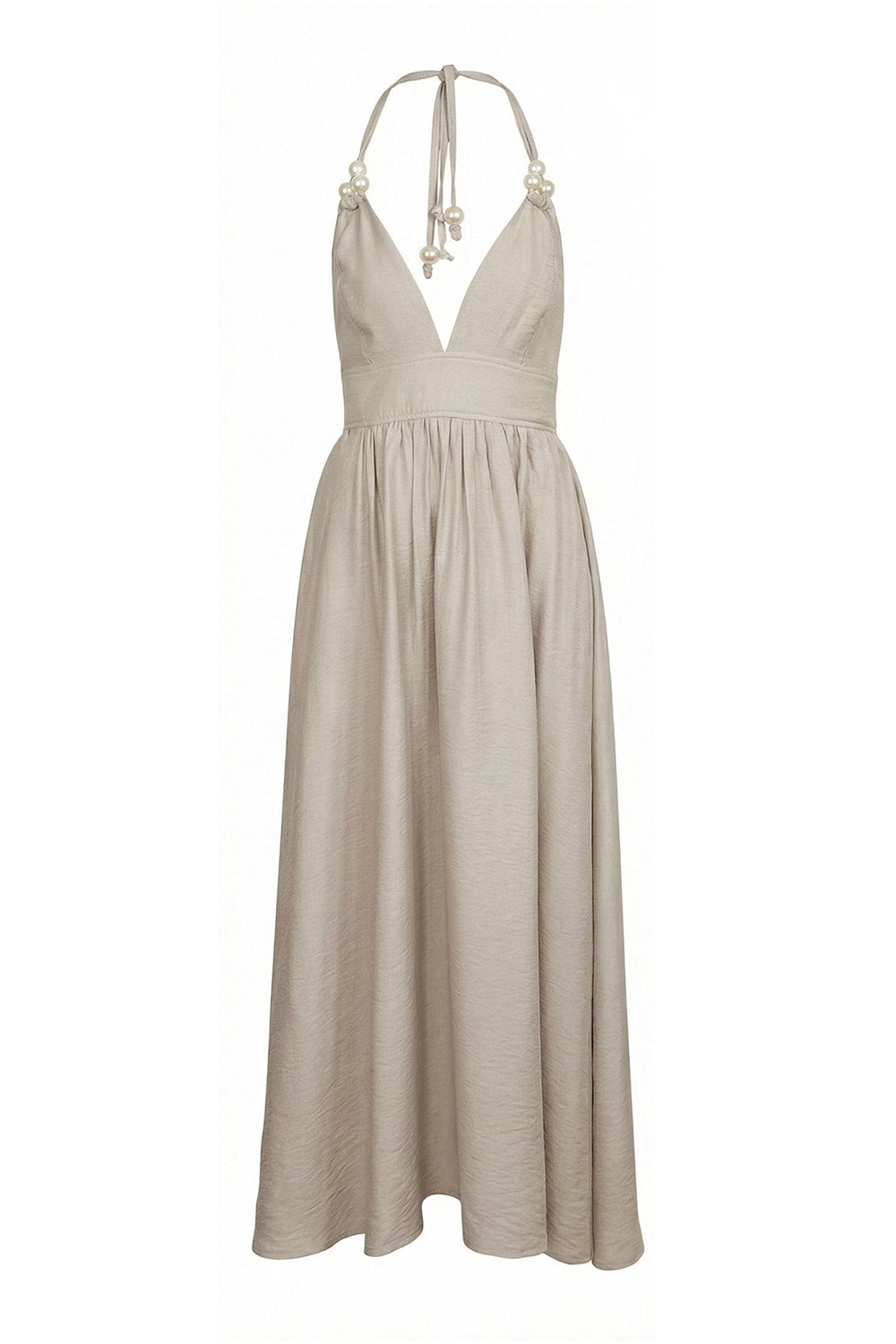Limited Edition Pearl Siesta - Taş Rengi İncili Elbise - 9