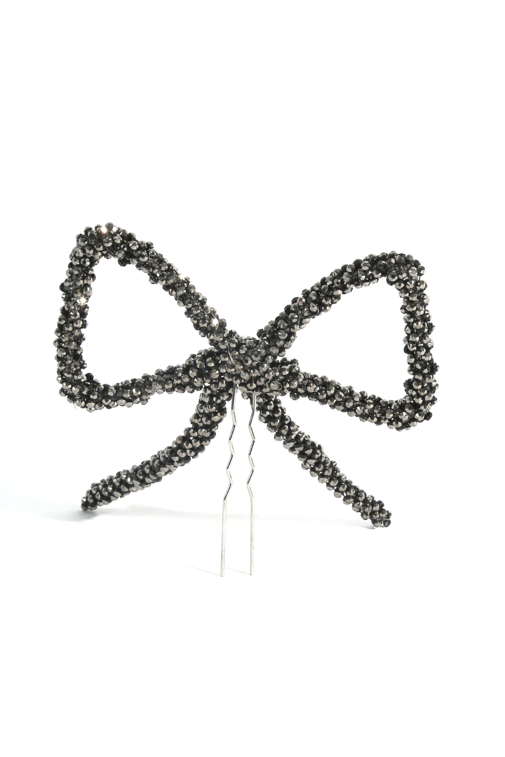 Siyah Taşlı Fiyonk Saç Aksesuarı, Parlak Saç Tokası - 4