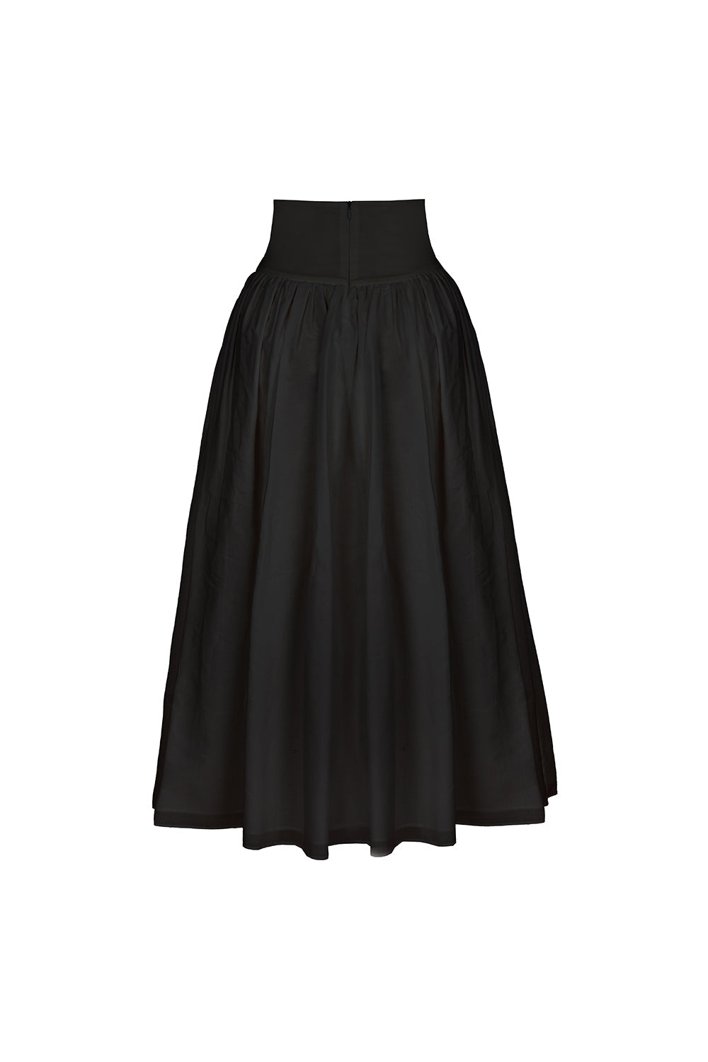 Poplin Yüksek Bel Siyah Midi Etek - 2
