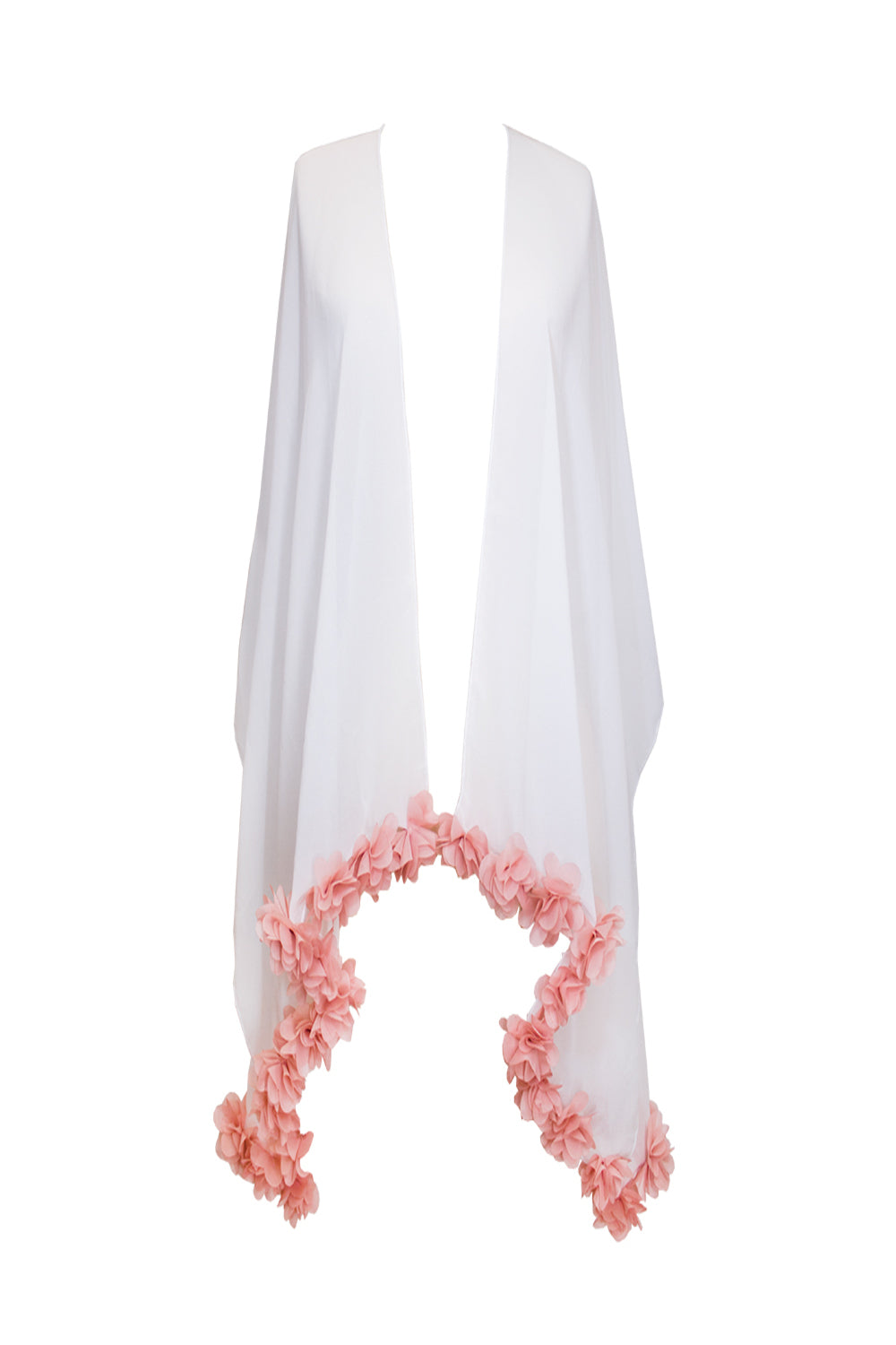 Bella White Baby Kimono – Pembe Şifon Çiçek Detaylı - 0