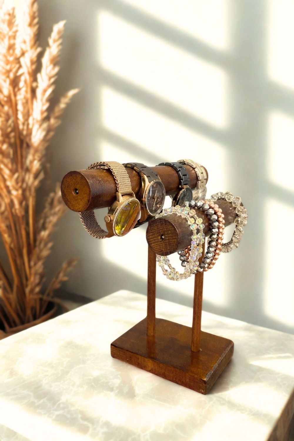 Ahşap Takı Standı, İki Kademeli Aksesuar Düzenleyici - 2