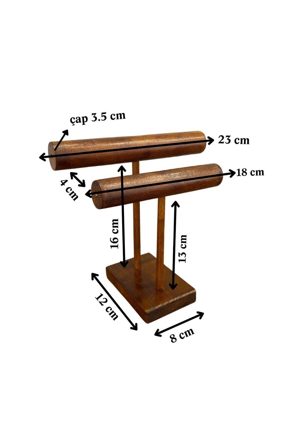 Ahşap Takı Standı, İki Kademeli Aksesuar Düzenleyici - 5