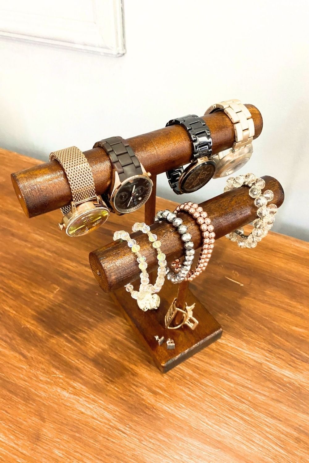 Ahşap Takı Standı, İki Kademeli Aksesuar Düzenleyici - 6