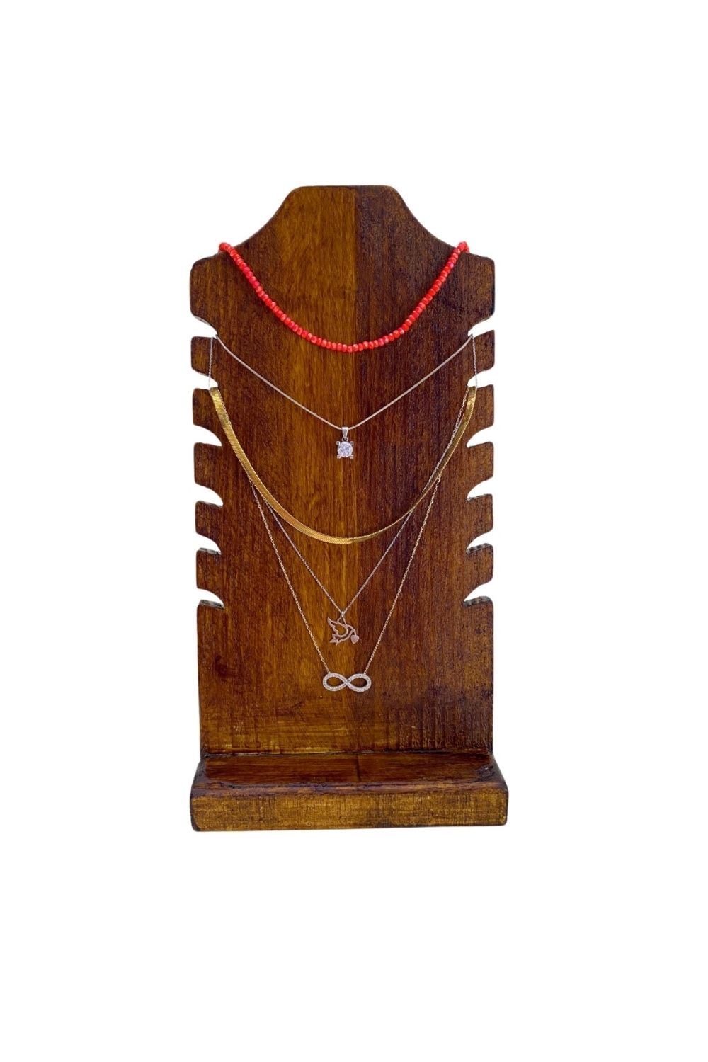 Ahşap Takı Standı 6 Oluklu Vintage Görünümlü Aksesuar Düzenleyici - 0