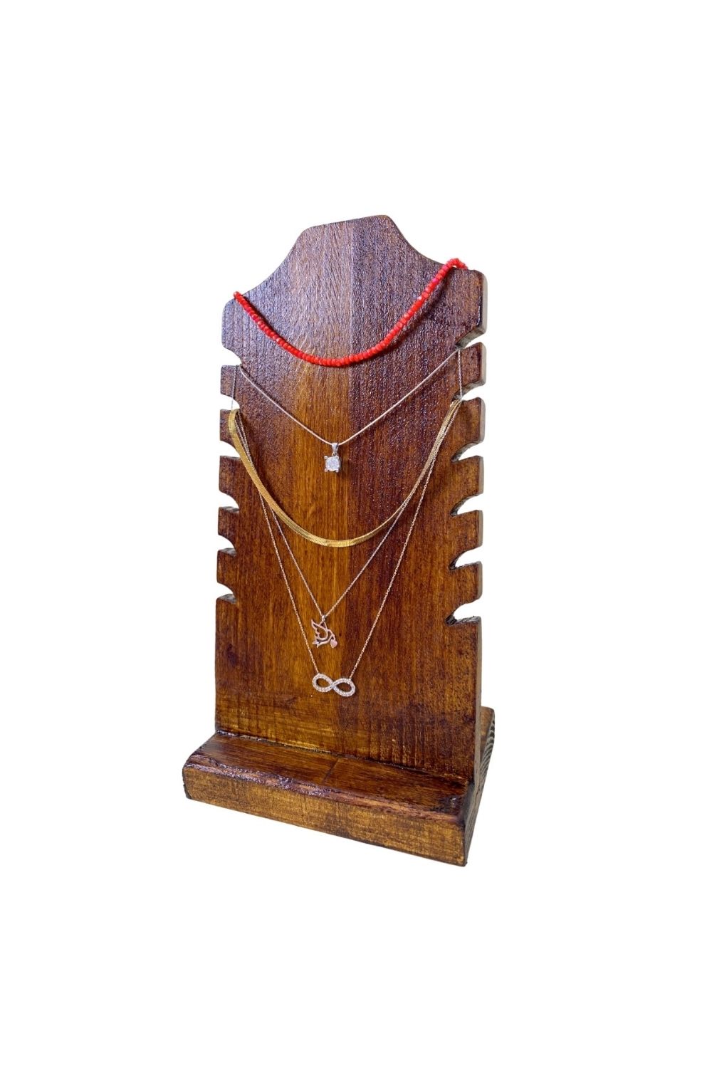 Ahşap Takı Standı 6 Oluklu Vintage Görünümlü Aksesuar Düzenleyici - 2