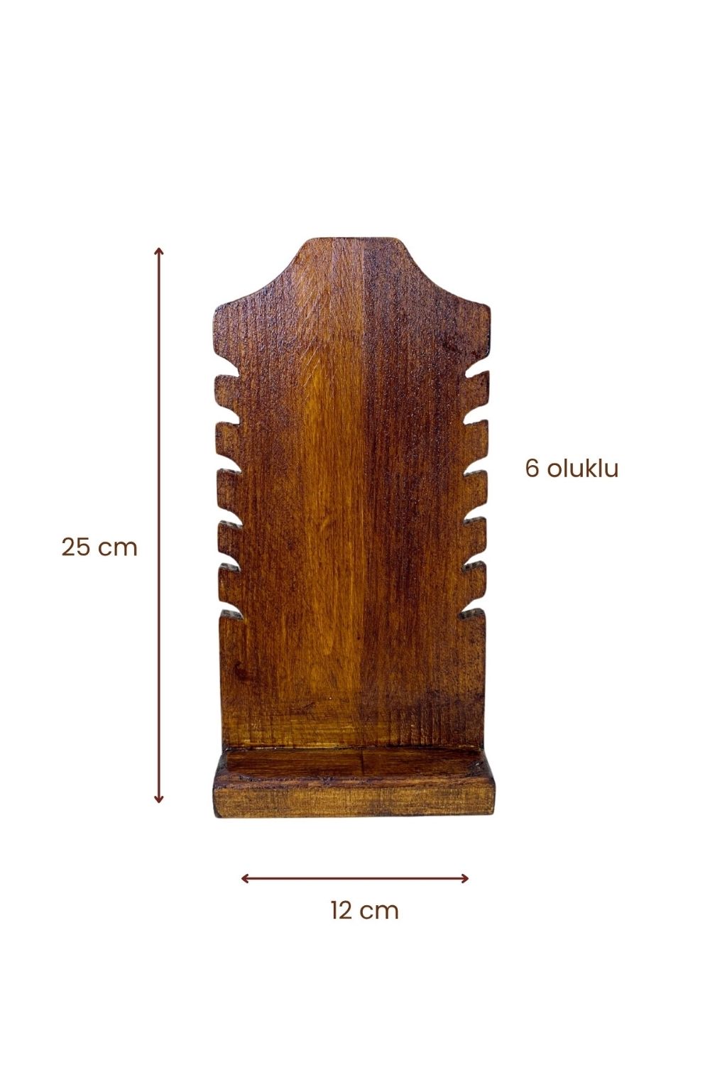 Ahşap Takı Standı 6 Oluklu Vintage Görünümlü Aksesuar Düzenleyici - 3