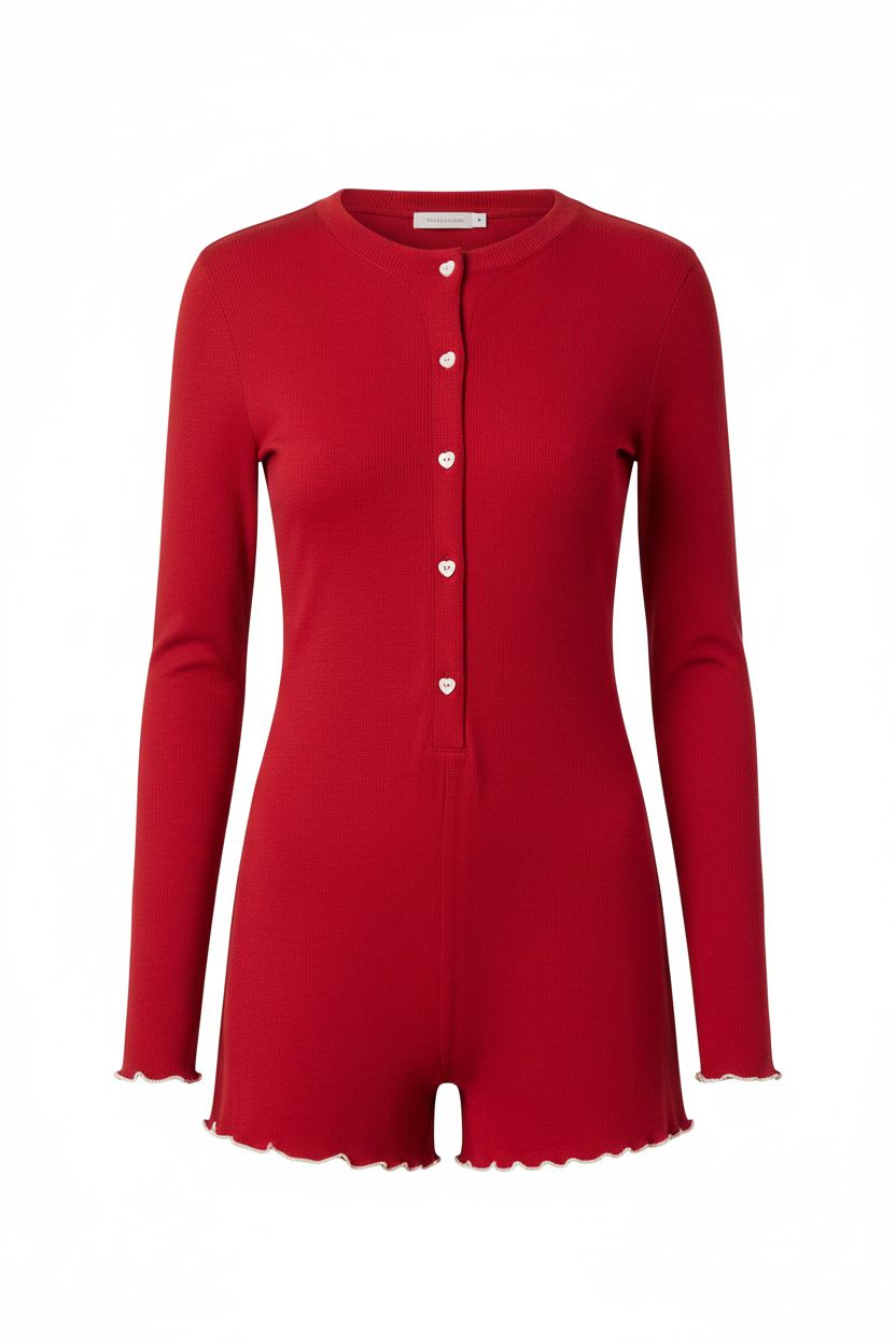 Amour Heart Jumpsuit Red - 1