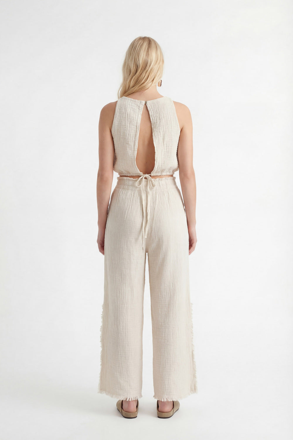 Crinkle Linen Kolsuz Crop Top - 2