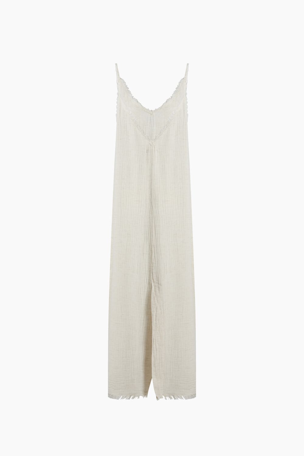 Crinkle Linen İp Askılı Elbise - 4